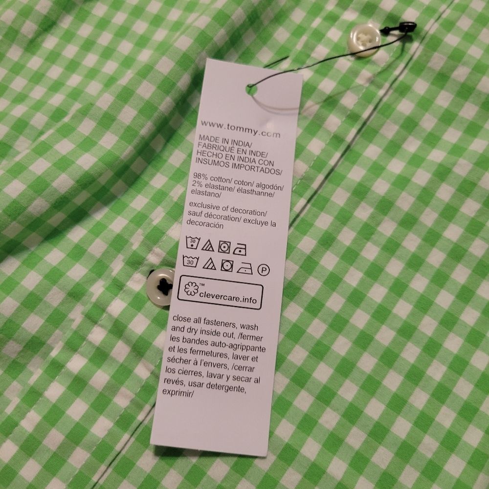$80 NEW XL TALL GRAND ORGANIC COTTON GREEN WHITE CHECK LONG SLEEVE SHIRT NWT - Picture 6 of 13